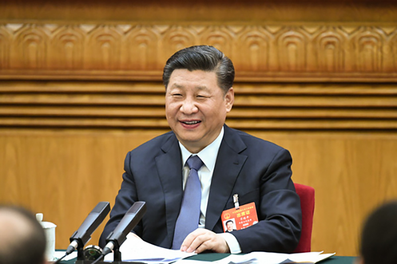 2019年3月5日,习近平总书记参加十三届全国人大二次会议内蒙古代表团的审议。